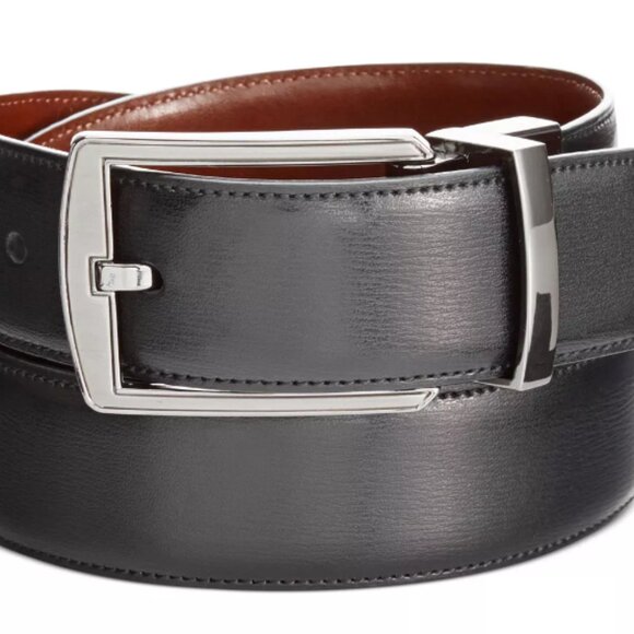 Perry Ellis Portfolio Men's Reversible Feather Stitch-Edge Belt - Picture 1 of 5